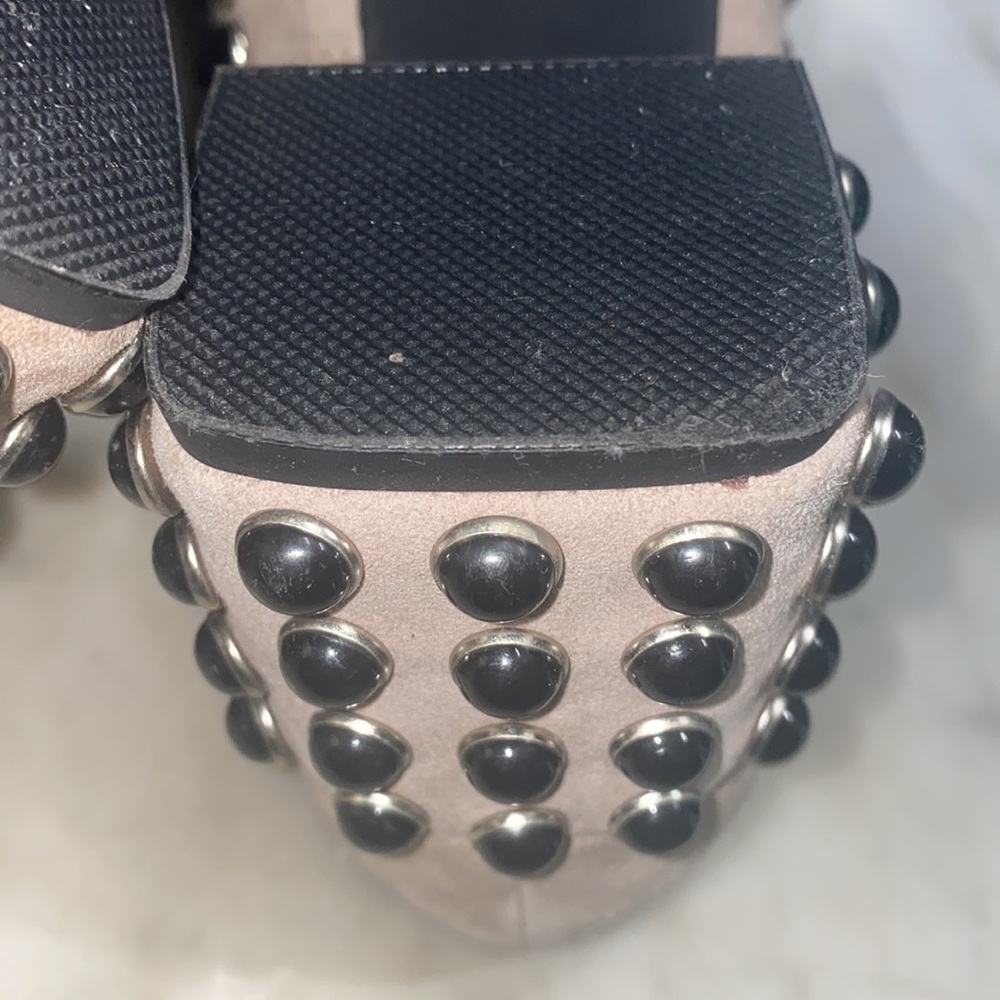 Jeffery Campbell Suede Studded Embellished Chunk Heel Mule - Picture 15 of 16